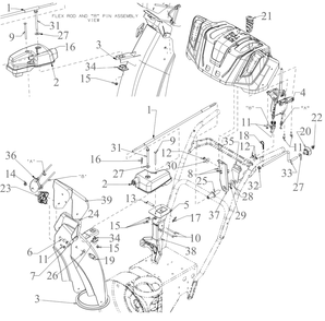 Chute Controls Diagram and Parts List for 3X34-INCHMAXH (31AH8M4VB10)(2023) Cub Cadet Snow Blower